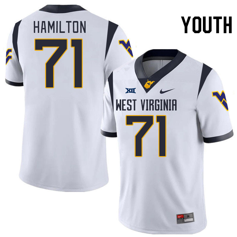 Youth #71 Maurice Hamilton West Virginia Mountaineers College 2024 New Uniforms Football Jerseys Sti